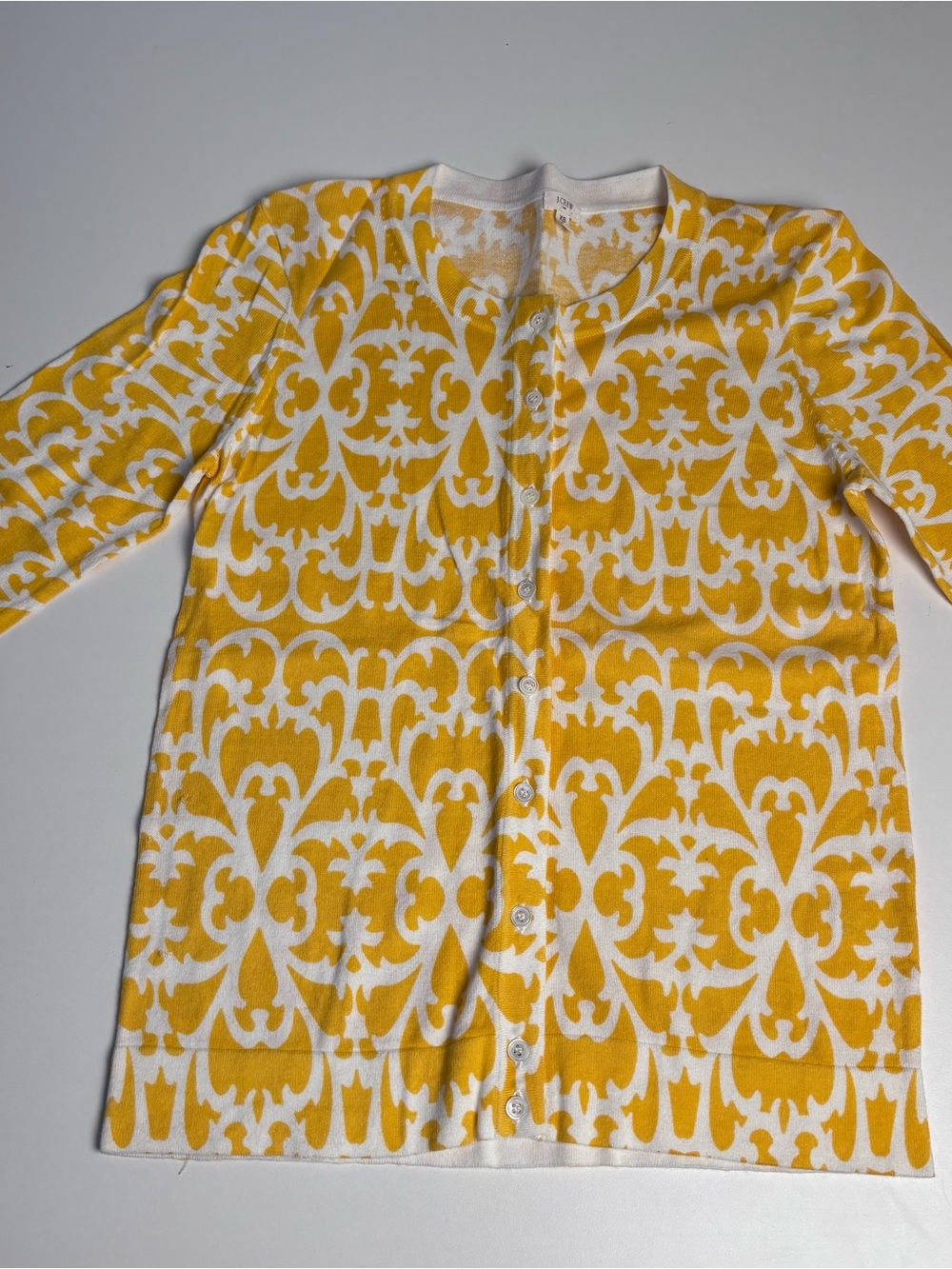 J. Crew Yellow and White Patterned Cardigan
